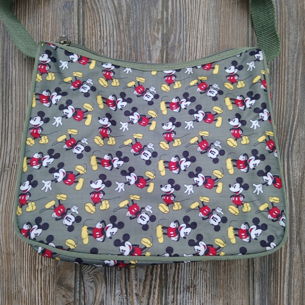 Mickey Mouse Pattern Green Textured Shoulder Bag - image 2